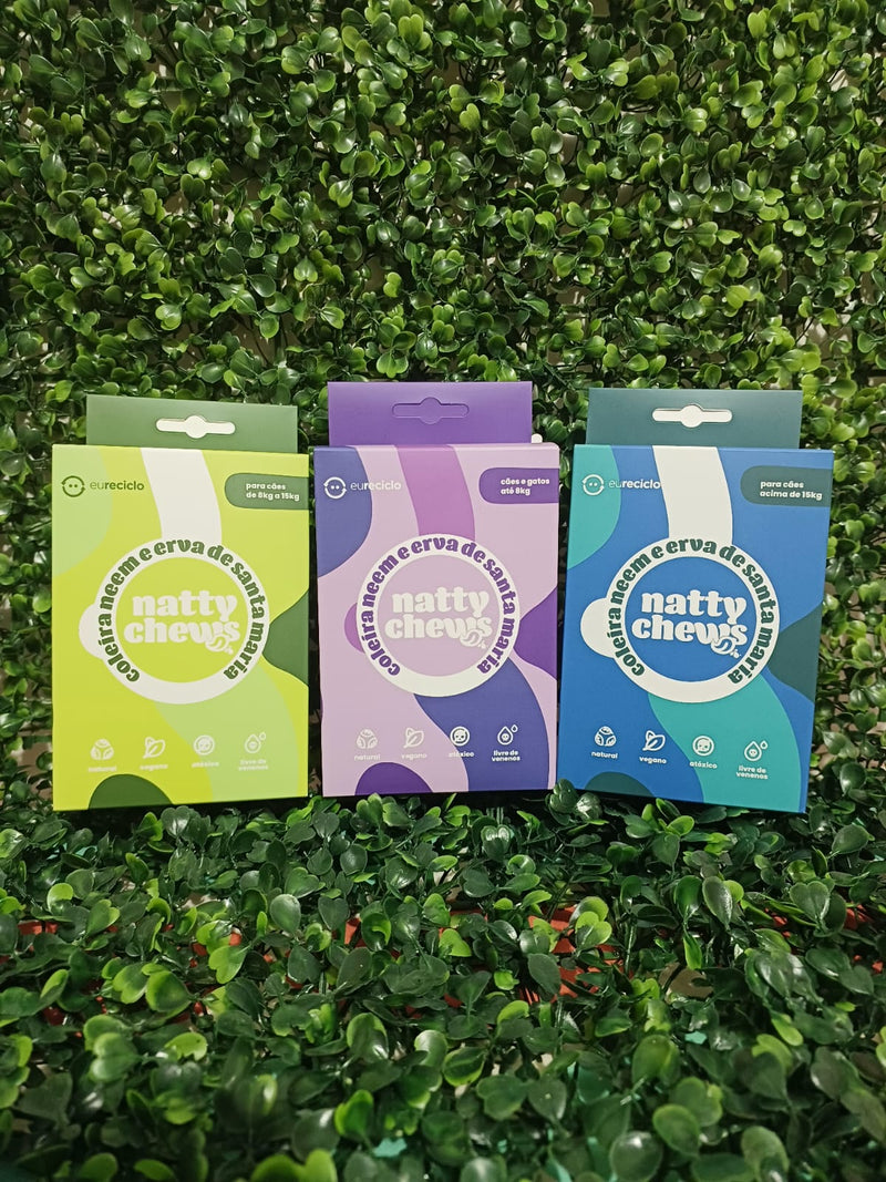 COLEIRA NATTY CHEWS NEEM E ERVA DE SANTA MARIA PARA CÃES E GATOS